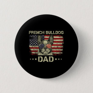 Badge Rond 5 Cm Drapeau Français Bulldog Papa Amoureux de les chie