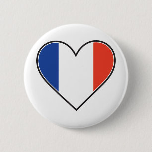 Badge Rond 5 Cm Drapeau français de coeur