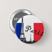 Badge Rond 5 Cm Drapeau français et Tour Eiffel (Devant & derrière)