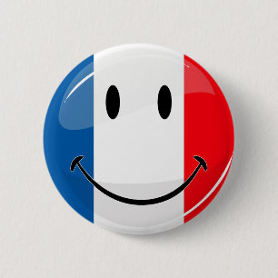 Badge Rond 5 Cm Drapeau français souriant