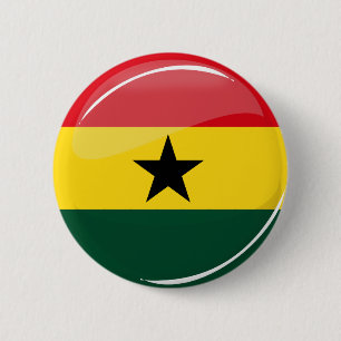 Badge Rond 5 Cm Drapeau Ghanéen rond brillant