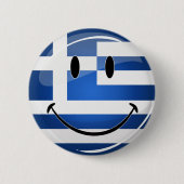 Badge Rond 5 Cm Drapeau grec souriant (Devant)