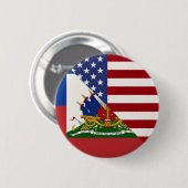 Badge Rond 5 Cm Drapeau Haïti Amérique | Half Haitian American Fla (Devant & derrière)
