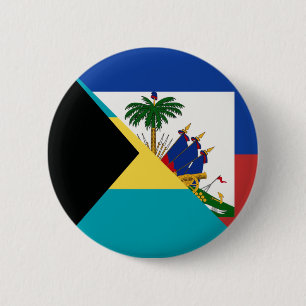 Badge Rond 5 Cm Drapeau Haïti Bahamas   Drapeau bahaméen à moitié 