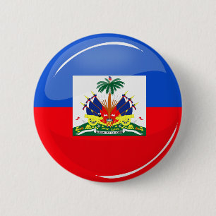 Badge Rond 5 Cm Drapeau haïtien rond brillant