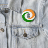 Badge Rond 5 Cm Drapeau indien (En situation)