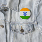 Badge Rond 5 Cm Drapeau indien (En situation)
