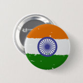 Badge Rond 5 Cm DRAPEAU INDIEN avec effet brosse (Devant & derrière)