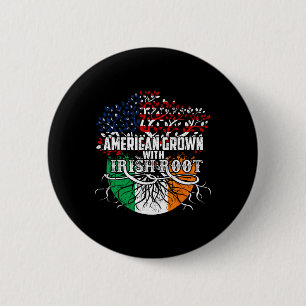 Badge Rond 5 Cm Drapeau irlandais à racines irlandaises cultivé en