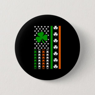 Badge Rond 5 Cm Drapeau irlandais américain Irlande Lucky Clover S