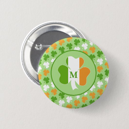 Badge Rond 5 Cm Drapeau irlandais des shamrocks (Devant & derrière)