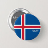 Badge Rond 5 Cm Drapeau Islande mignon Patriotique (Devant & derrière)
