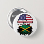Badge Rond 5 Cm Drapeau Jamaïcain Américain USA Tree Roots (Devant & derrière)