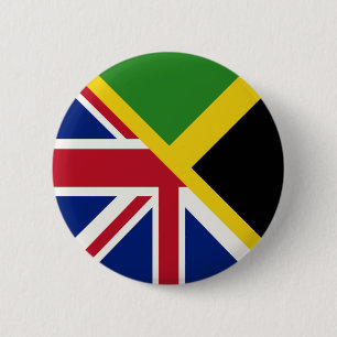 Badge Rond 5 Cm Drapeau jamaïcain   Drapeau de la moitié Jamaïque