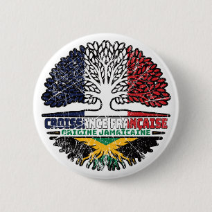 Badge Rond 5 Cm Drapeau jamaïcain français des racines d'arbre