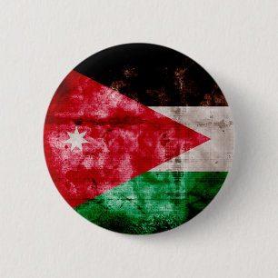 Badge Rond 5 Cm Drapeau jordanien patiné
