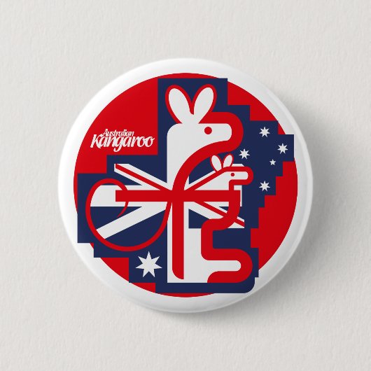 Badge Rond 5 Cm drapeau kangourou et australie (Devant)