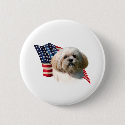 Badge Rond 5 Cm Drapeau Lhasa Apso (Devant)