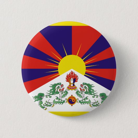 Badge Rond 5 Cm Drapeau libre du Thibet (Devant)