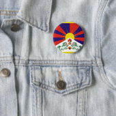 Badge Rond 5 Cm Drapeau libre du Thibet de Tibétain - ་ de བཙན de (En situation)