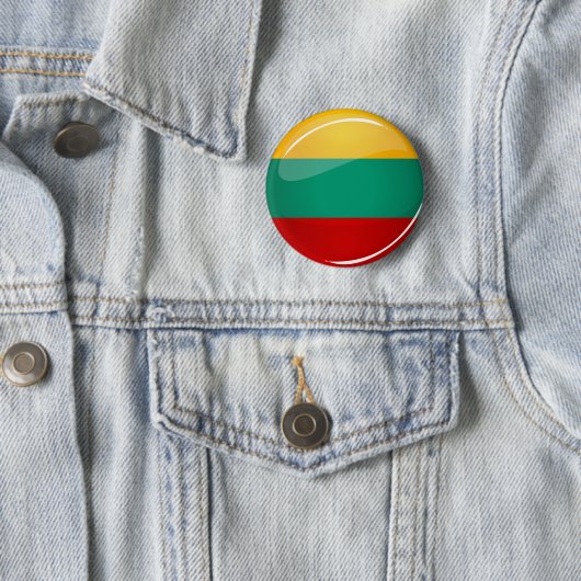 Badge Rond 5 Cm Drapeau lithuanien rond brillant (En situation)