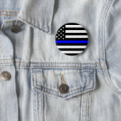 Badge Rond 5 Cm Drapeau mince de mémorial de policiers de Blue (En situation)