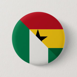 Badge Rond 5 Cm Drapeau nigérian ghanéen Nigeria Ghana Naija