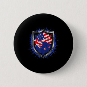 Badge Rond 5 Cm drapeau nouvelle-zélande et etats-unis nouvelle-zé