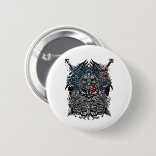 Badge Rond 5 Cm Drapeau Odin corbeaux et épées Viking Mythologie U