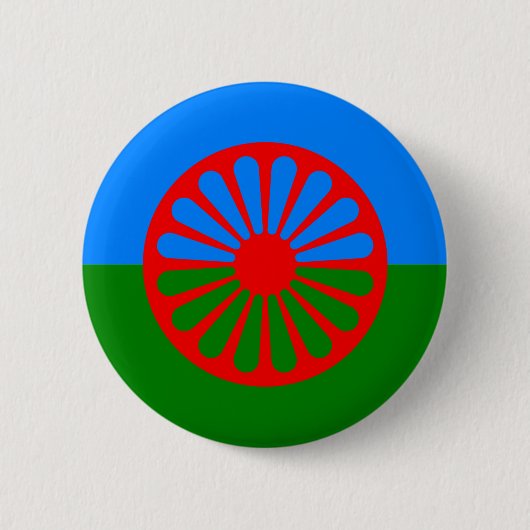 Badge Rond 5 Cm Drapeau officiel des Tziganes roumains (Devant)