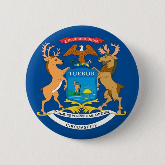 Badge Rond 5 Cm Drapeau officiel d'état du Michigan (Devant)