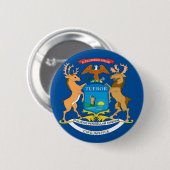 Badge Rond 5 Cm Drapeau officiel d'état du Michigan (Devant & derrière)