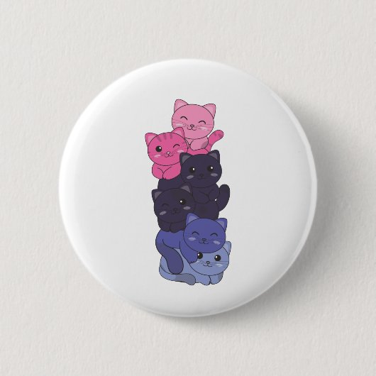Badge Rond 5 Cm Drapeau Omnisexuel Pride chat Lgbtq Cute Cat (Devant)