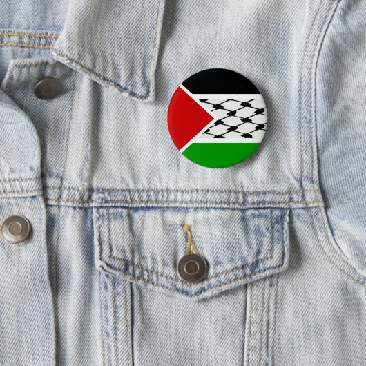 Badge Rond 5 Cm Drapeau Palestine Keffiyeh (En situation)