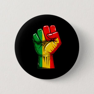 Badge Rond 5 Cm Drapeau panafricain du poing de Black Power levé F