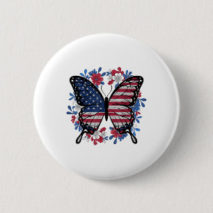 Badge Rond 5 Cm Drapeau papillon américain Patriotique 4 juillet