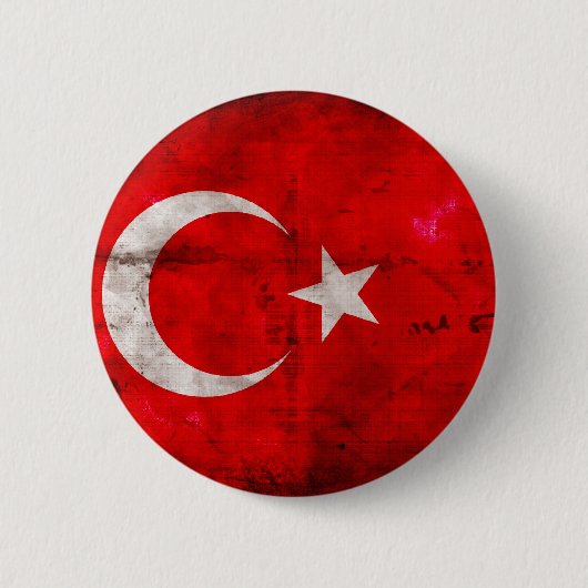 Badge Rond 5 Cm Drapeau patiné de la Turquie (Devant)