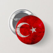 Badge Rond 5 Cm Drapeau patiné de la Turquie (Devant & derrière)