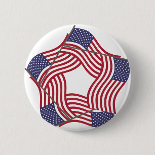 Badge Rond 5 Cm Drapeau Patriotique Américain Juillet 4 Fête de l'
