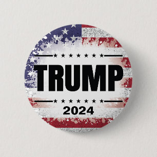 Badge Rond 5 Cm Drapeau patriotique américain Trump 2024