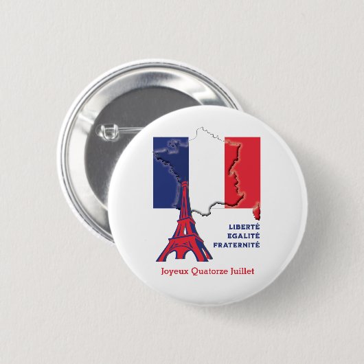 Badge Rond 5 Cm Drapeau patriotique français BASTILLE DAME (Devant & derrière)