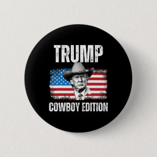Badge Rond 5 Cm Drapeau républicain américain 2024 Cowboy Edition