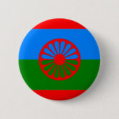 BADGE ROND 5 CM DRAPEAU ROMANI (Devant)