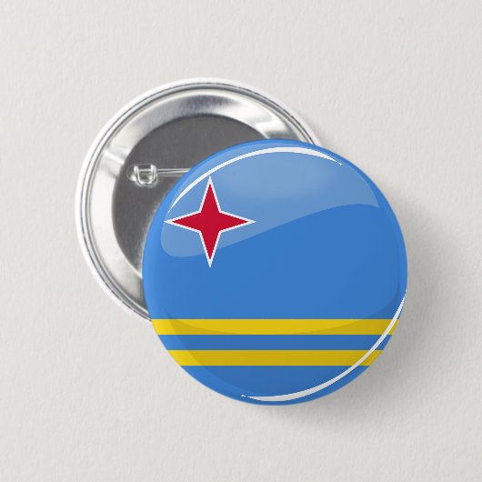 Badge Rond 5 Cm Drapeau rond brillant d'Aruba (Devant & derrière)