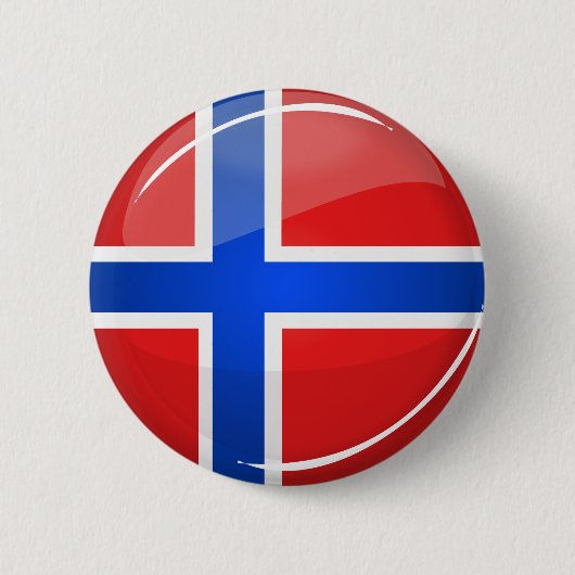 Badge Rond 5 Cm Drapeau rond brillant de la Norvège (Devant)