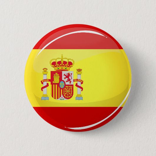 Badge Rond 5 Cm Drapeau rond brillant de l'Espagne (Devant)