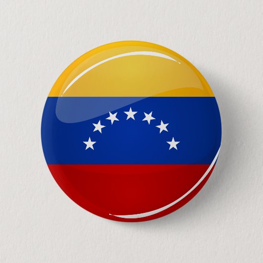 Badge Rond 5 Cm Drapeau rond brillant du Venezuela (Devant)