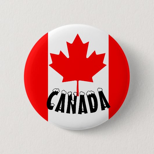 Badge Rond 5 Cm Drapeau rouge clair Feuille d'érable Canada (Devant)