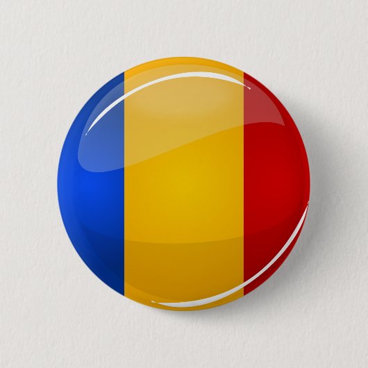 Badge Rond 5 Cm Drapeau roumain rond brillant (Devant)