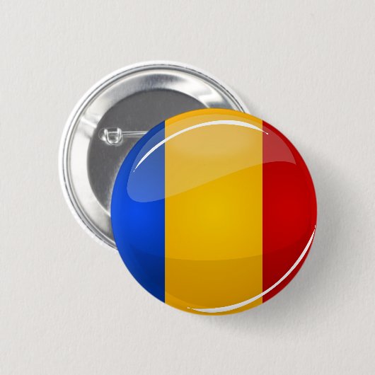 Badge Rond 5 Cm Drapeau roumain rond brillant (Devant & derrière)